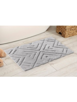 PremiumPort Açık Gri Pamuklu Paspas 60X100, Yumuşak ve Yüksek Emici Özelliklerle