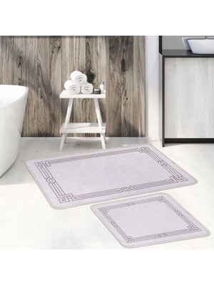PremiumPort Klasik Desen 2'li Banyo Paspas Takımı, Şık ve Kullanışlı Set