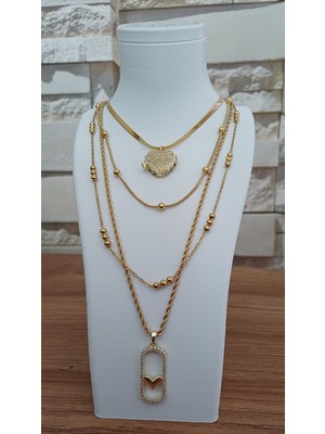 Saba Aksesuar 4'lü Çelik Kolye