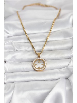 Ronanna 316L Çelik Burgu Zincir Model Çeyrek Takılabilir Kadın Kolye - Lisinya