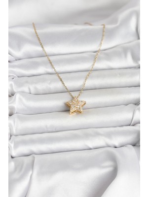 Ronanna 316L Çelik Zincir Gold Renk Zirkon Taşlı Yıldız Model Kadın Kolye - Lisinya