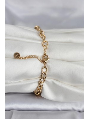 Ronanna 316L Çelik Gold Renk Kelebek ve Dorikalı Kadın Bileklik - Lisinya