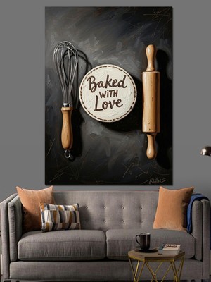 Özgürce Şık Mutfak Gereçleri ve Sevgi Dolu Dekoratif Kanvas Tablo