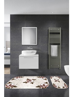 PremiumPort Şık ve Modern 2'li Orkide Lazer Kesim Banyo Takımı Seti