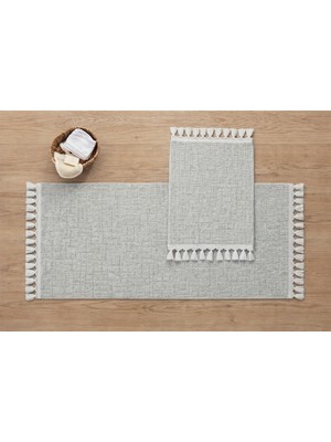 PremiumPort Yumuşak ve Şık, Yıkanabilir Banyo Paspas Seti, Kirli Beyaz Renkli