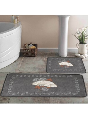 PremiumPort Şemsiye Desenli 2'li Banyo Paspas Takımı (60X100) Şık ve Kullanışlı