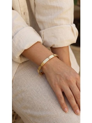 Ronanna 316L Çelik Gold Renk Ayetel Kürsi Yazılı Bileklik - Lisinya