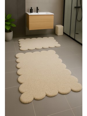 Özgürce Modern Papatya Şekilli Dekoratif Banyo Paspası ve Klozet Takımı