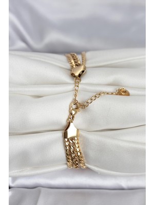 Ronanna 316L Çelik Gold Renk 3'lü Kadın Bileklik - Lisinya