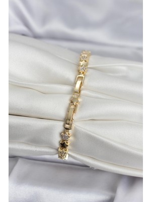 Ronanna Pirinç Gold Renk Zirkon Taşlı Yıldız Model Kadın Bileklik - Lisinya