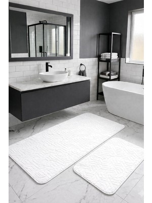 PremiumPort Modern Beyaz Banyo Takımı, Kaymaz Taban ve Pürüzsüz Yüzey ile Şıklık Sağlar