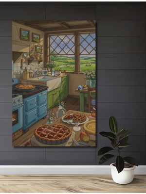 Özgürce Modern Ahşap Dekoratif Tablo, Sulu Boya Görünümlü, Şık Mutfağınız Için