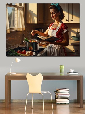 Özgürce Retro Kadın Temalı Dekoratif Kanvas ve Mdf Ahşap Tablo