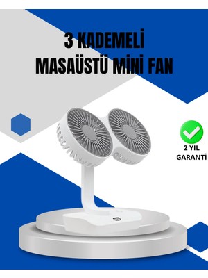 Ronanna Ayarlanabilir Hızlı Çift Başlıklı Masaüstü Fan – Gece Lambalı Serinletici