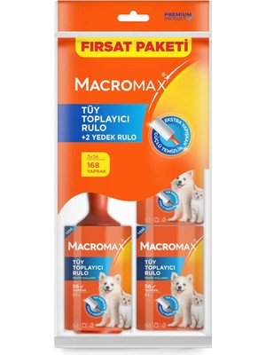 Esmo Home Macro Max Tüy Toplayıcı Fırsat Paketi, 1 Rulo ve 2 Yedek Rulo (Toplam 168 Yaprak)