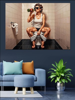 Özgürce Şık ve Modern Tuvalde Oturan Kadın Dekoratif Kanvas Tablo