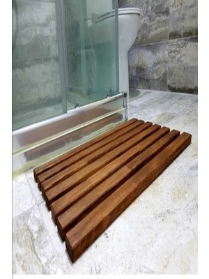 PremiumPort Ahşap Banyo Paspası, Şık ve Dayanıklı Banyo Aksesuarı