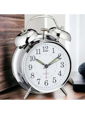 Esmo Home Gümüş Renk Metal Çalar Masa Saati