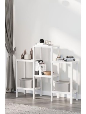 Esmo Home 6 Katlı Plastik Düzenleyici Raf, Çok Amaçlı Kitaplık, Banyo ve Mutfak Organizeri, (Beyaz)