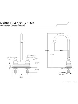 Esmo Home KB495AL Victoria Yüksek Kemerli Çubuk Musluk, 4-3/4", Yağlı Ovuşturulmuş Bronz
