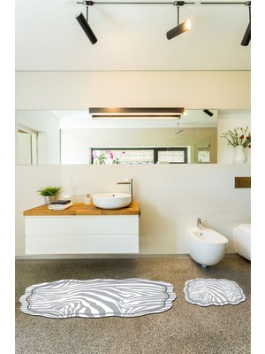 PremiumPort Lale Desenli Lazer Kesim Çift Kişilik Banyo Takımı Seti