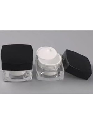Esmo Home 5 ml Krem Kavanozu,kozmetik Kutusu, Siyah Kapaklı Akrilik Krem Kutusu 2 Li Set,beyaz