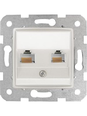 Esmo Home Life Sedef Beyaz Ikili Data Cat6 Mekanizma ve Kapak