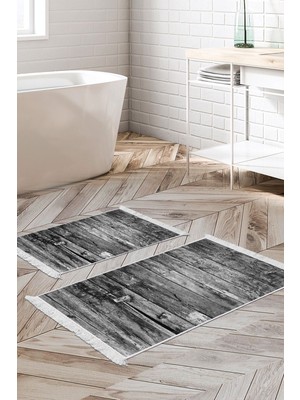 PremiumPort Yumuşak Pamuklu Banyo Paspas Takımı, Kaymaz Taban, Saçaklı, Modern Tasarım