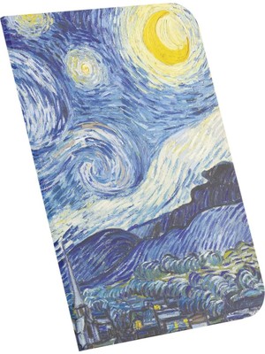 Esmo Home The Starry Night, 1889, A4 Defter I, Çizgisiz, Toplam 64 Sayfa, Tel Dikiş, Esnek Kapak, Oval Kenar, Tuval Doku, 60 Gram, Sarı Krem Renk, 21X29,7X0,5CM