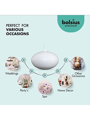 Esmo Home Bolsius Yüzen Mumlar, 4,5 Saat Yanma Süreli, Ø 4,5 cm Çapında, Beyaz, 20 Adet