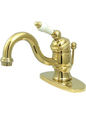 Esmo Home KB3402PL Victorian 4 Inç Lavabo Bataryası Porselen Kol Saplı, Parlak Pirinç