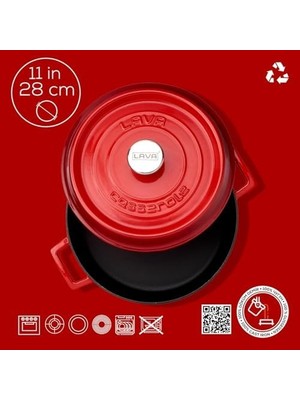 Esmo Home Casserole Çok Fonksiyonlu, 3.40 Litre LVYST28K2R, Kırmızı/siyah