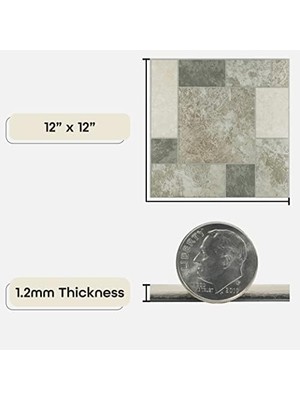 Esmo Home Furnishings FTVGM32720 Vinil, 30,5 x 30,5 x 1,2 Mm, Antik Bej