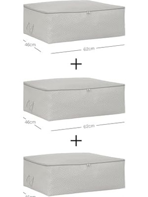 Esmo Home 3'lü Büyük Boy Gri Altı Hurç Set 62 x 46 x 22 cm