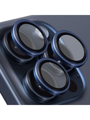 Esmo Home Labs 15 Pro Max / 15 Pro Uyumlu Titanyum Kamera Lens Koruyucu (Mavi Titanyum)