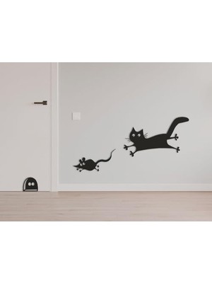 Esmo Home Eğlenceli Kedi ve Fare Duvar Dekorasyonu