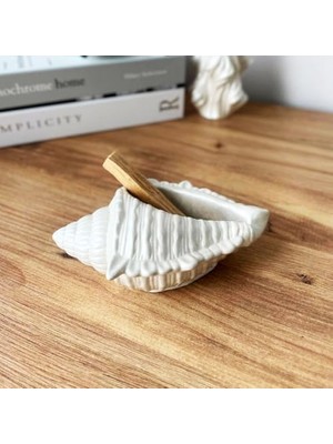 Esmo Home Deniz Kabuğu Palo Santo Seramik Tütsülük | Inci Rengi | Döküm Seramik Tozu | El Boyaması