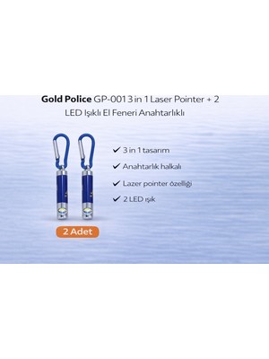 Ronanna Gold GP-001 3 In 1 Lazer + 2 LED Işıklı El Feneri Anahtarlıklı 2 Adet