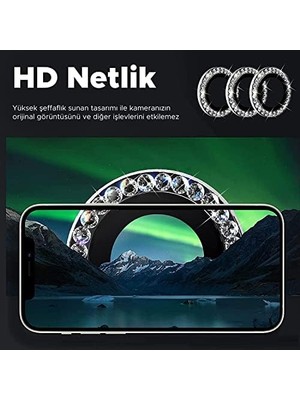 Esmo Home 15 Pro/ 15 Pro Max Taşlı Lens Koruyucu Premium Kalite ve Görünüm Gümüş Renk