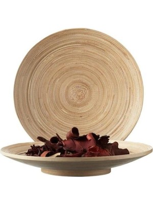 Esmo Home Hultet Dekoratif Ahşap Bambu Tabak 30CM Çap