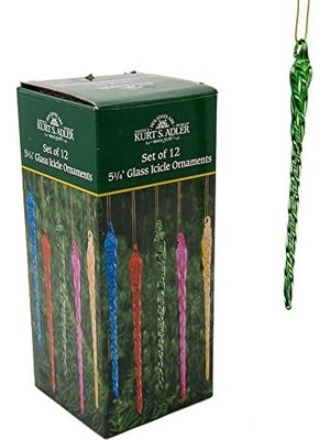 Esmo Home Kurt Adler Glass Multi Icicle Süs Seti 12 Adet, 12 Parça (1 Paket)