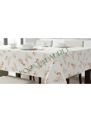 Esmo Home Loom & Laurel Baskılı Yıkanabilir Masa Örtüsü Mutfak Bahçe Piknik Masa Örtüsü Kırmızı Ağırlıklı Çiçek Desenli (140X200)