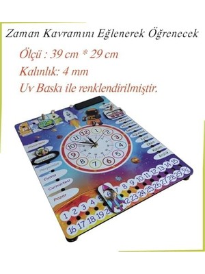 Esmo Home Uzay Temalı Gerçek Saatli Duvar Takvimi