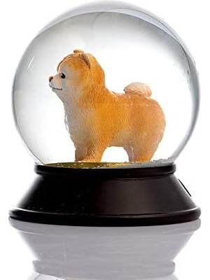 Esmo Home Cam ve Reçine Altın Patiler Köpek Pomeranian Boo (Kayısı) Kar Küresi Hediye