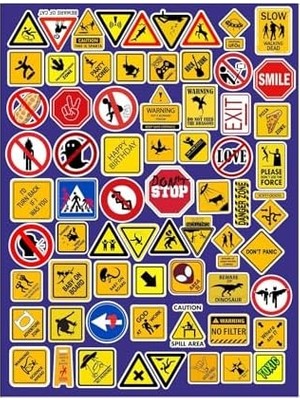 Esmo Home Hilarious Road Signs Eğlenceli Yol Işaretleri Telefon Laptop Notebook Tablet Defter Etiket