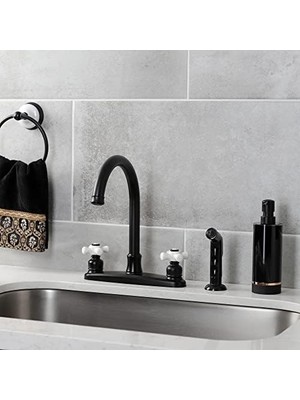 Esmo Home FB7790PXSP Victorian 20 cm Mutfak Musluğu, Püskürtücülü Mat Siyah