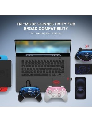 Esmo Home Super Gaming Controller For Pc/switch/ios/, Hall Effect Stick & Trigger, Rubberized Grips, Rgb Lighting, Swappable Abxy, Detachable Faceplate, 1000MAH With Charging