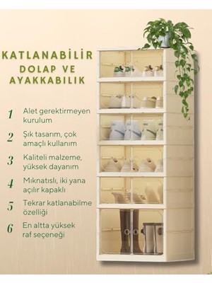 Esmo Home 6 Raflı Çok Amaçlı, Geniş, Katlanabilir Dolap, ve Raf
