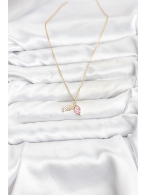 Ronanna 316L Çelik Zincir Gold Renk Balık Kuyruğu Model Zirkon Taşlı Kadın Kolye - Lisinya