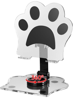 Esmo Home 360 Derece Dönebilen Kedi Patili Telefon ve Tablet Standı Tutucu Film Vs Izlerken Kullanmak Için Dönebilen Stand Şeffaf Iphone ve Ile Uyumlu Dönebilen Stand Telefon Tutucu